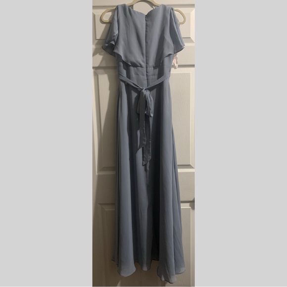 JJ’s House Dusty Blue Chiffon Bridesmaids Dress - Picture 5 of 7